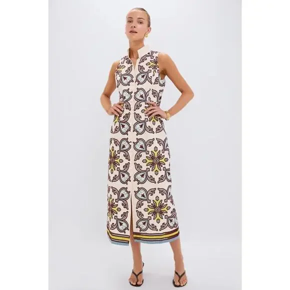 TUCKERNUCK Citron and Slate Blue Embroidered Leighton Dress Size XL NWT - Picture 1 of 6